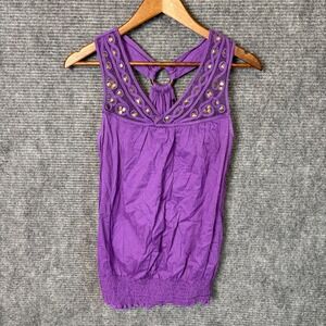 Apt 9 Purple Studded Embellished Tank Top Womens S Boho Y2K Sleeveless